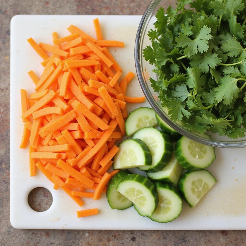 Banh Mi Op La: Vietnamese Fried Egg Sandwich Recipe - Step 3: Prepare the Vegetables