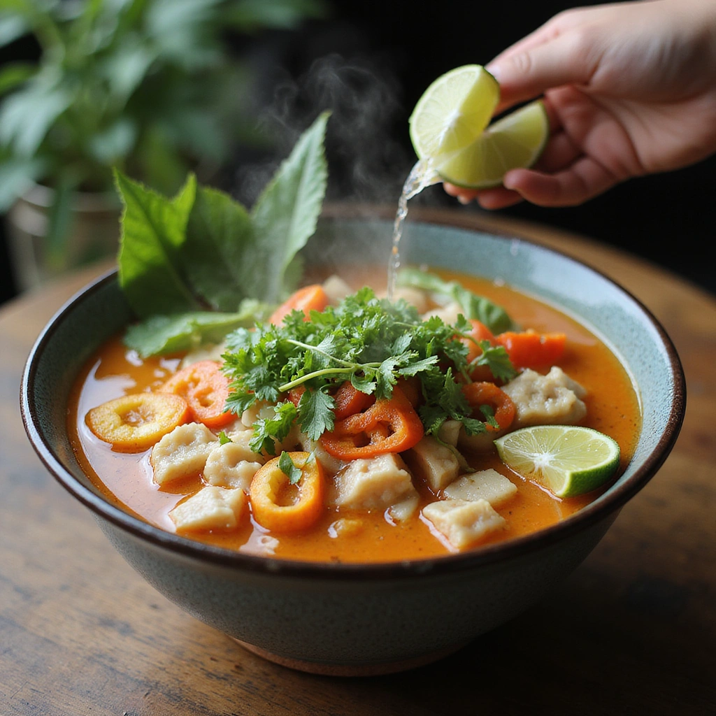 How to Cook Banh Canh Gio Heo: Vietnamese Pork Leg Noodle Soup - Step 7: Add Finishing Touches