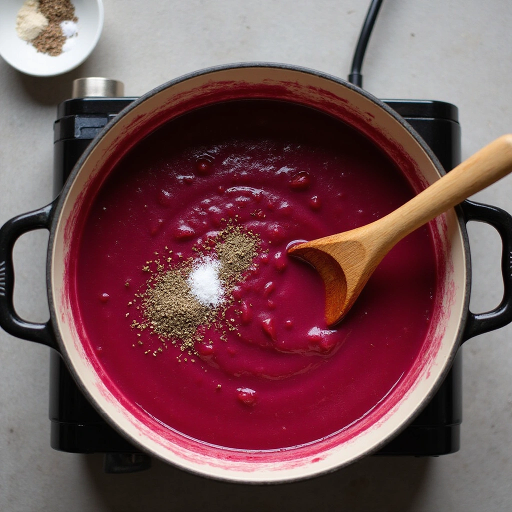 Traditional Vietnamese Beetroot Soup Recipe - Step 6: Season the Soup