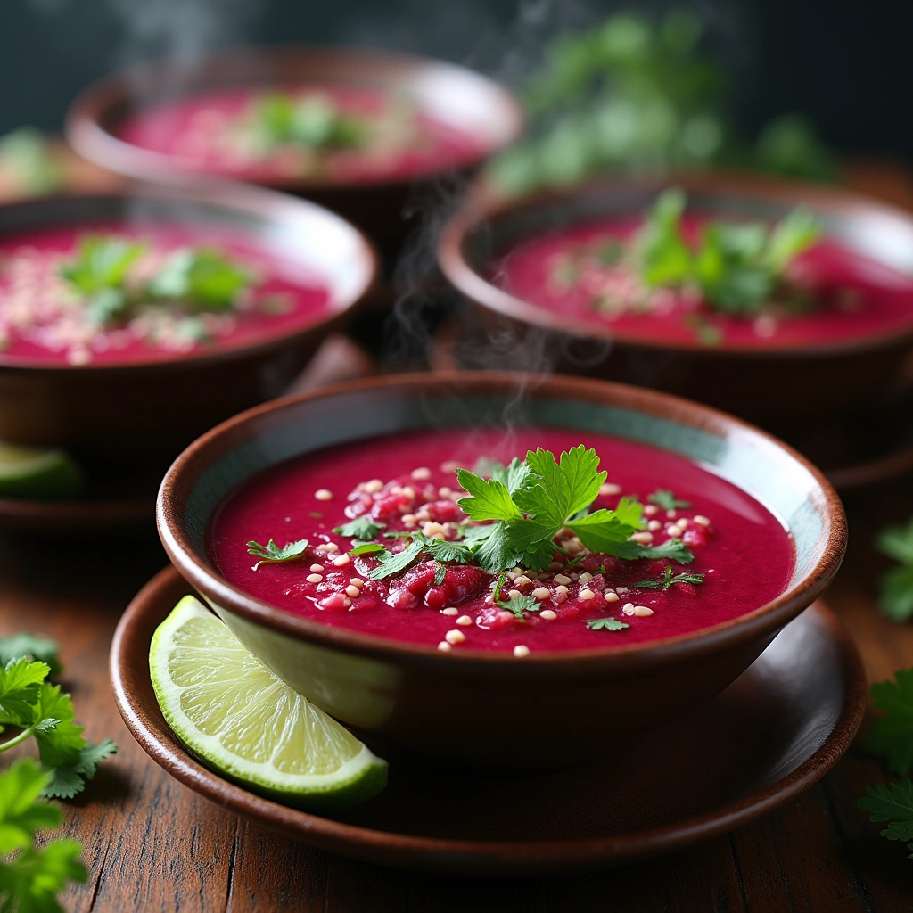 Traditional Vietnamese Beetroot Soup Recipe - Step 7: Garnish the Soup