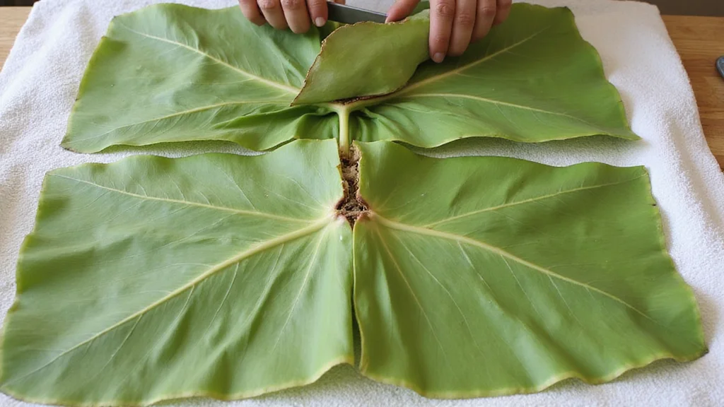 Bánh Chưng Recipe - Traditional Vietnamese Sticky Rice Cake for Lunar New Year - Step 3: Prepare Banana Leaves