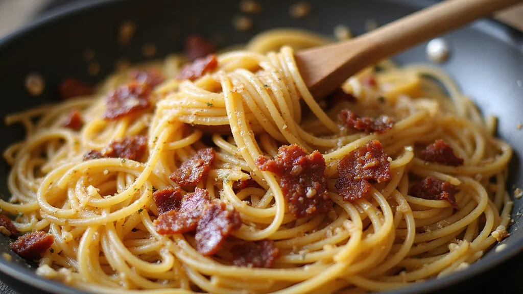 Marcella Hazan's Authentic Carbonara Recipe - The Only True Italian Recipe You Need - Step 6: Combine Pasta and Pancetta
