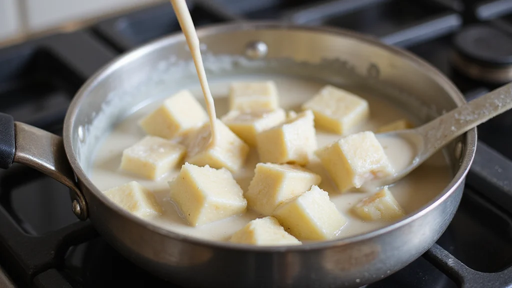 Taro Pudding in Coconut Milk - A Traditional Vietnamese Dessert Recipe - Step 4: Combine Taro and Coconut Milk