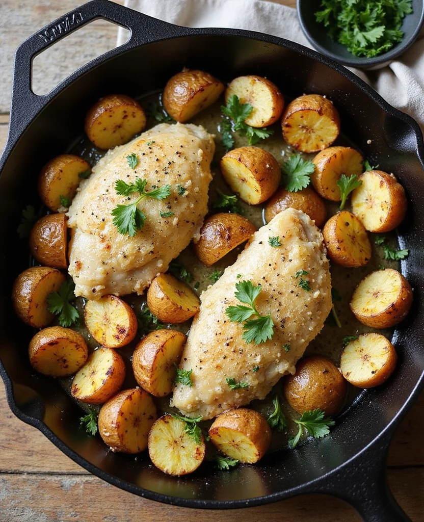 Garlic Parmesan Chicken and Potatoes (One-Pan Dinner) - Step 3: Preheat the Skillet 1