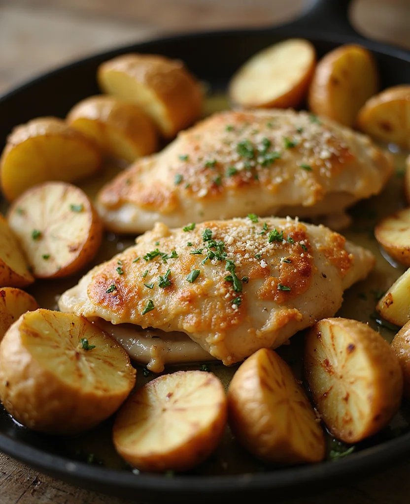 Garlic Parmesan Chicken and Potatoes (One-Pan Dinner) - Step 7: Bake in the Oven 1