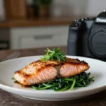 Seared Salmon on Spinach (15-Min Japanese Dinner)