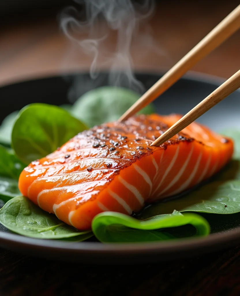 Seared Salmon on Spinach (15-Min Japanese Dinner) - Step 5: Wilt Spinach 1