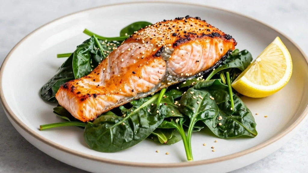 Seared Salmon on Spinach (15-Min Japanese Dinner) - Step 7: Plate the Dish 1