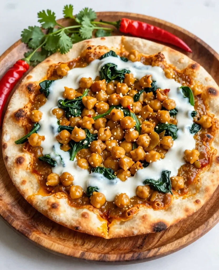 10 Creative Naan Pizza Recipes for a Fast Dinner - 2. Spicy Chickpea Curry Naan Pizza 1