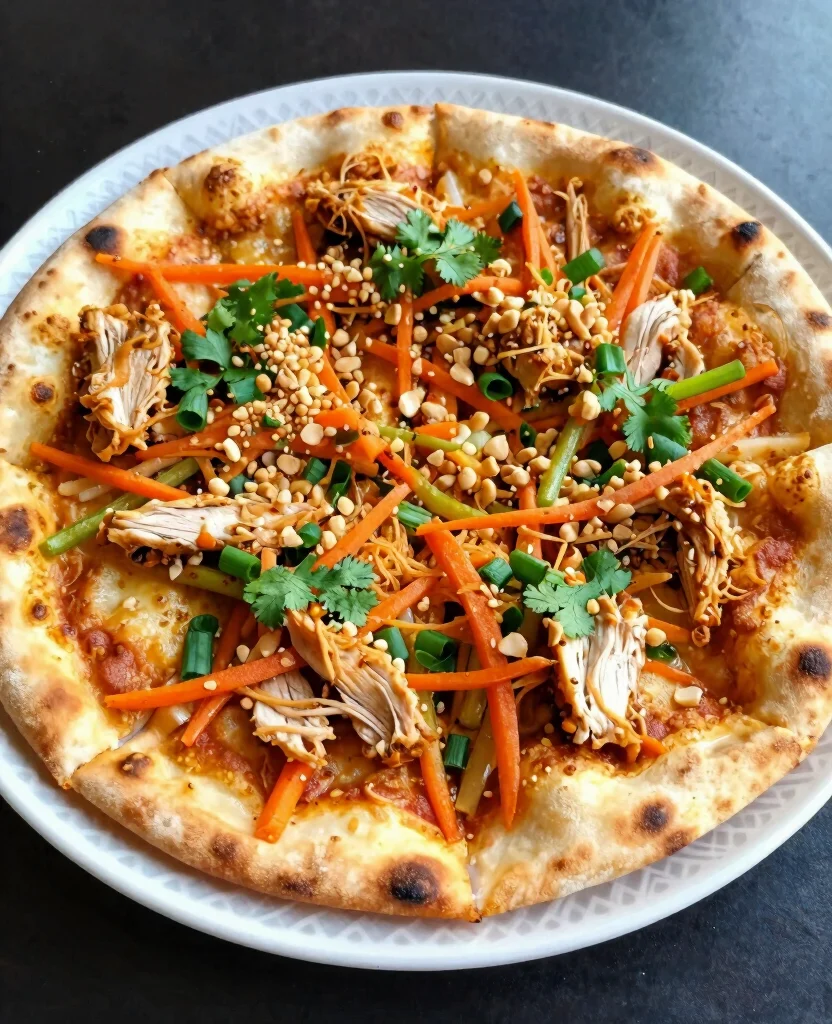 10 Creative Naan Pizza Recipes for a Fast Dinner - 8. Thai Peanut Chicken Naan Pizza 1