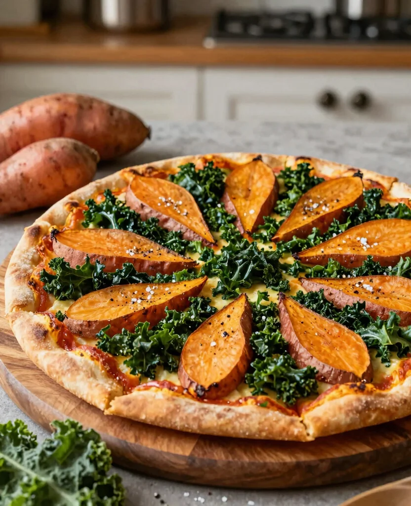 10 Gourmet Pizza Recipes to Make at Home - 6. Sweet Potato and Kale Pizza 1