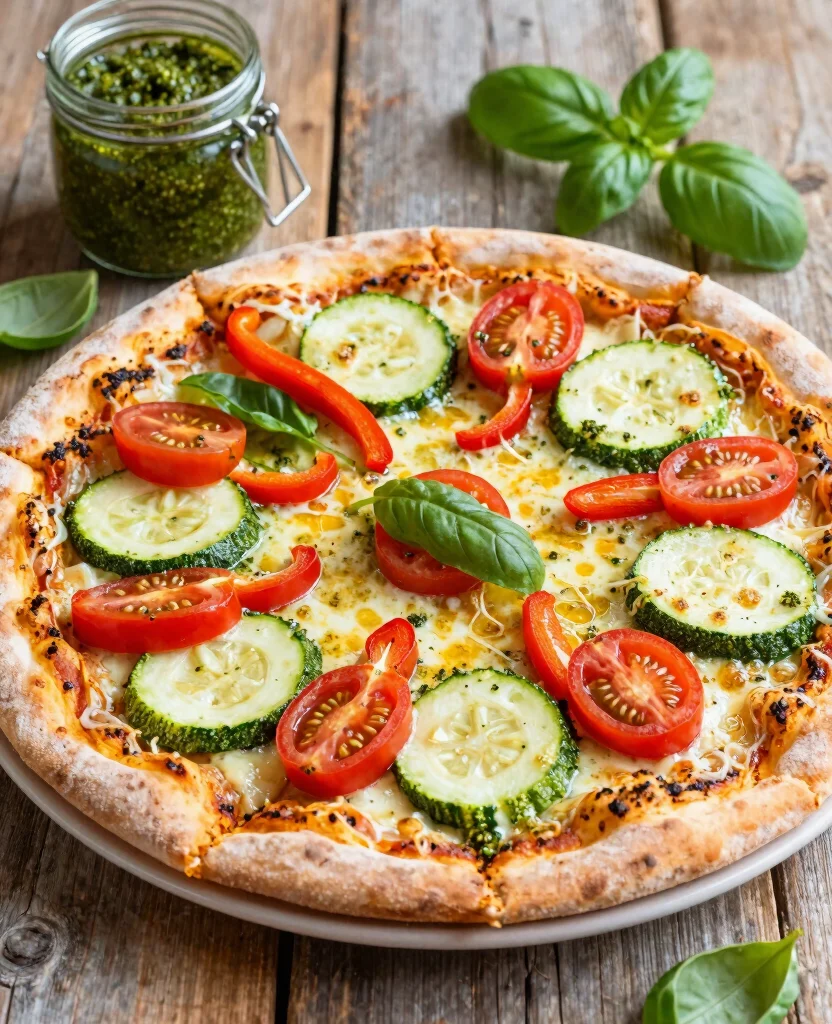 12 Different Pizza Types and How to Make Them - 4. Pesto Veggie Pizza 1