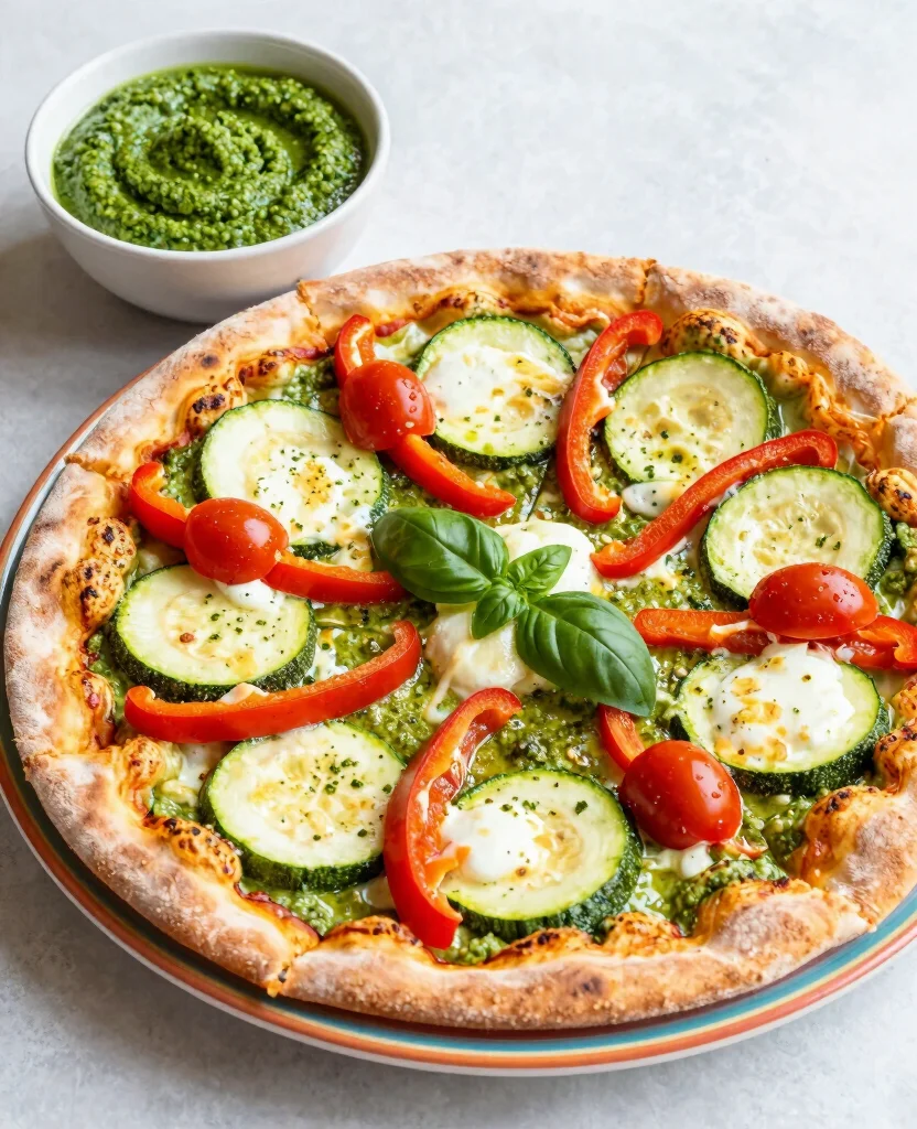 12 Quick and Easy Flatbread Pizza Ideas for Busy Weeknights - 4. Pesto Veggie Flatbread Pizza 1