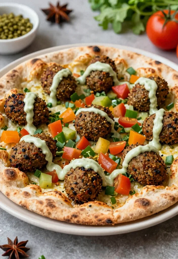 13 Roti Pizza Recipes with a Fun Fusion Twist - 13. Mediterranean Falafel Roti Pizza 1