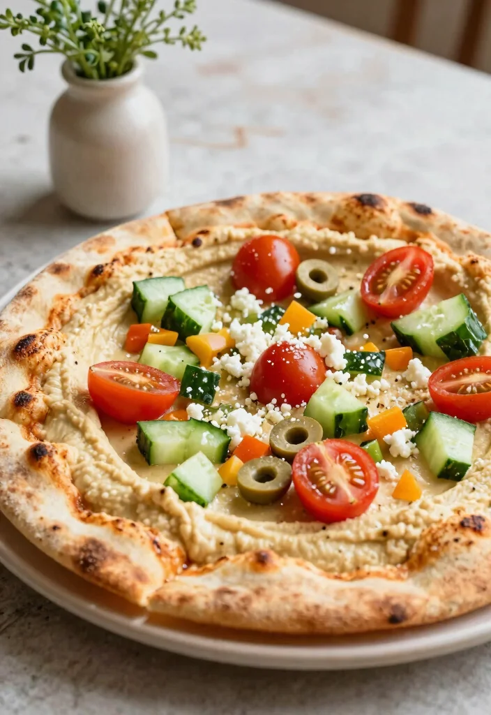 13 Roti Pizza Recipes with a Fun Fusion Twist - 3. Mediterranean Hummus Roti Pizza 1