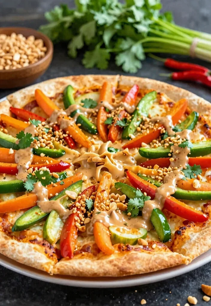13 Roti Pizza Recipes with a Fun Fusion Twist - 7. Thai Peanut Roti Pizza 1