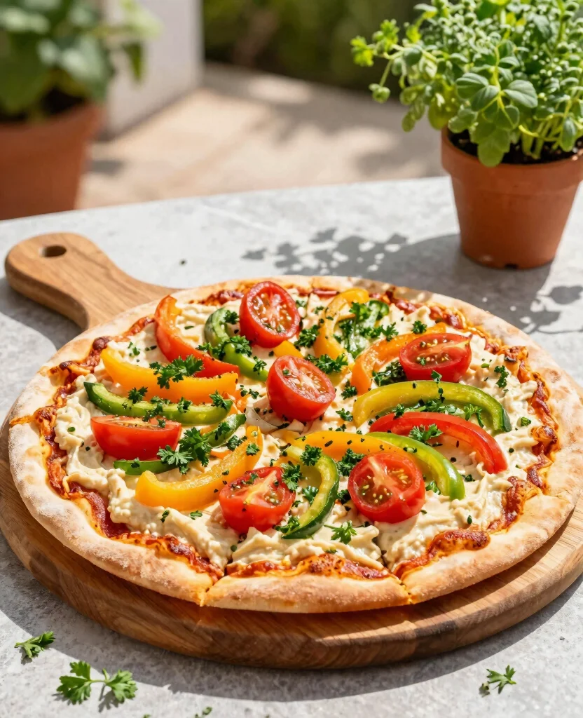 14 Fresh and Light Summer Pizza Recipes - 11. Summer Veggie and Hummus Pizza 1