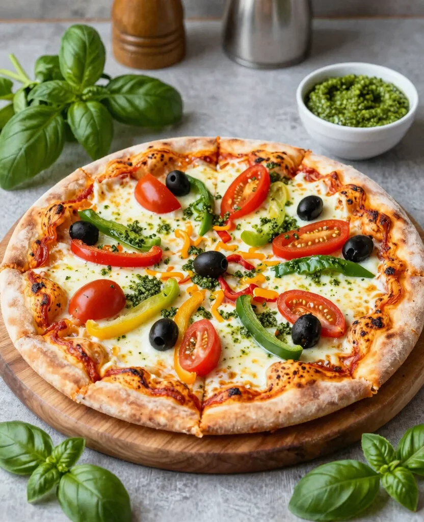 14 Fresh and Light Summer Pizza Recipes - 5. Pesto Veggie Pizza 1