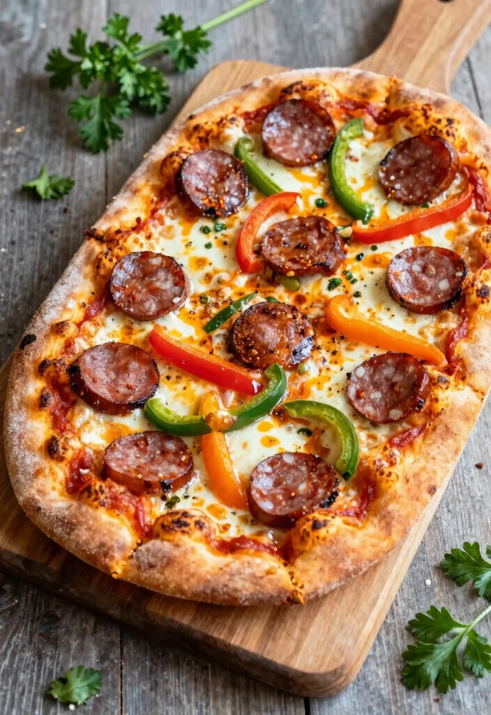 15 French Bread Pizza Recipes for Crispy Comfort Food - 5. Spicy Sausage and Pepper French Bread Pizza 1