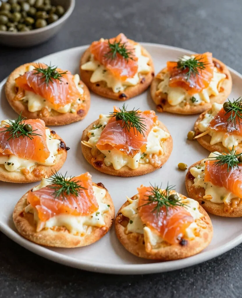 15 Fun Mini Pizza Recipes for Parties and Kids - 13. Smoked Salmon Mini Pizzas 1