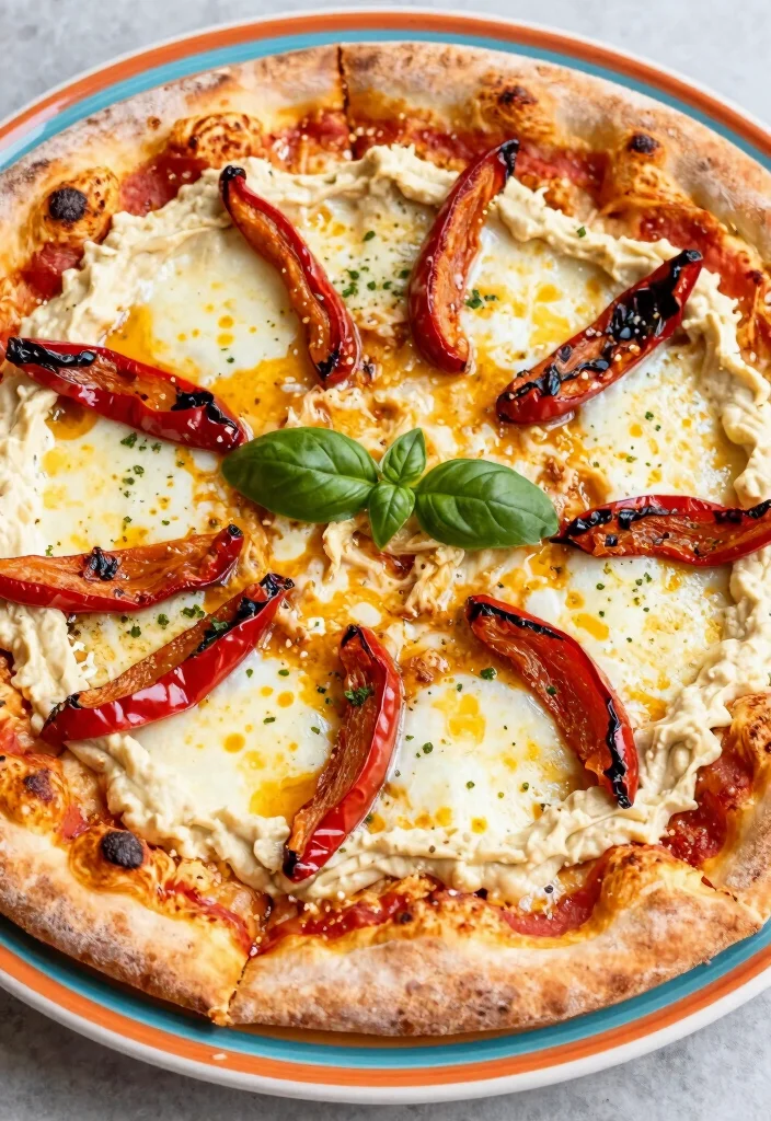 16 Flatbread Pizza Recipes for Quick and Easy Meals - 15. Roasted Red Pepper and Hummus Flatbread Pizza 1