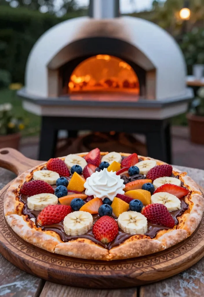 16 Outdoor Pizza Oven Recipes Perfect for Summer Cooking - 11. Dessert Pizza with Nutella and Fruits 1