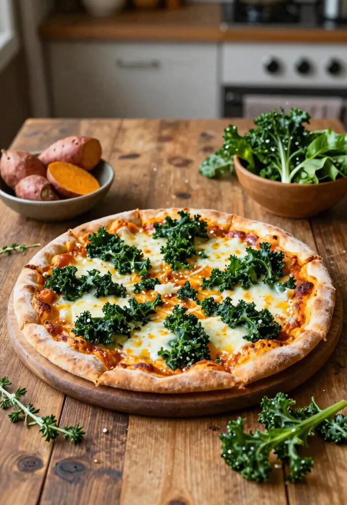 16 Veg Pizza Recipes Packed with Fresh Vegetables - 8. Sweet Potato & Kale Pizza 1