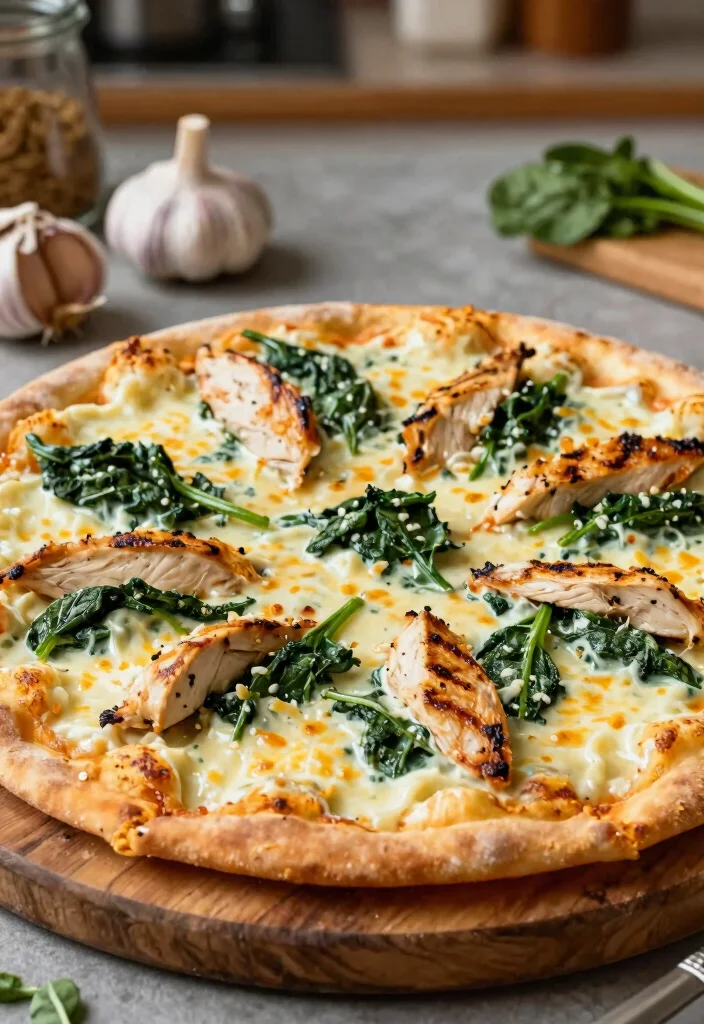 17 Chicken Pizza Recipes Packed with Flavor - 11. Chicken and Spinach Alfredo Pizza 1