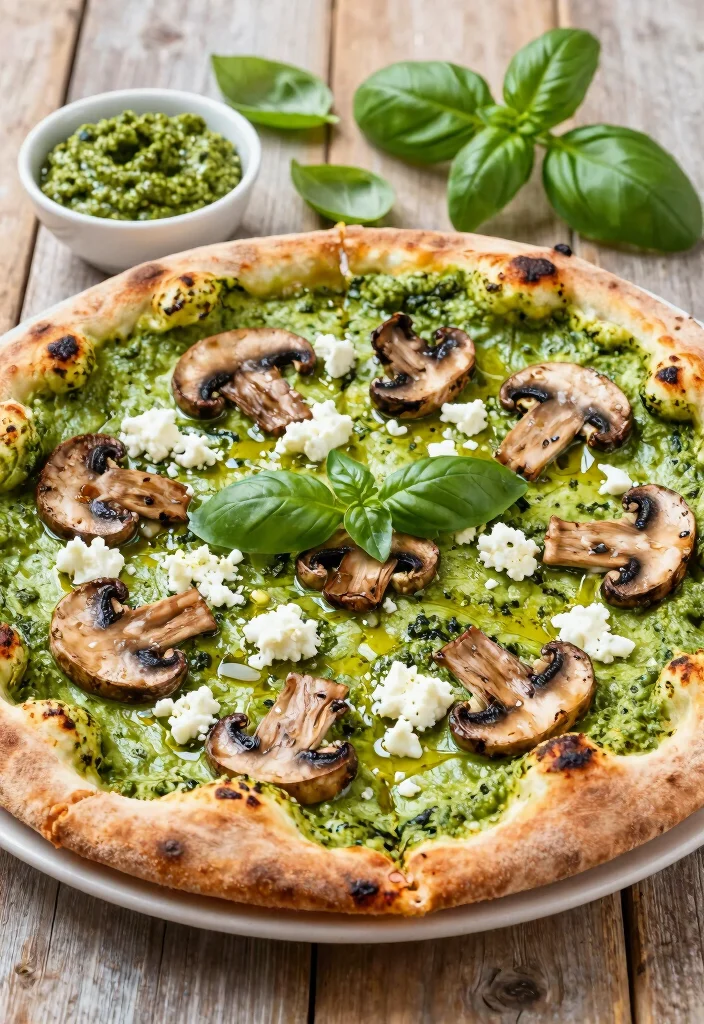 17 Mushroom Pizza Recipes for Savory Lovers - 4. Pesto Mushroom Pizza with Goat Cheese 1