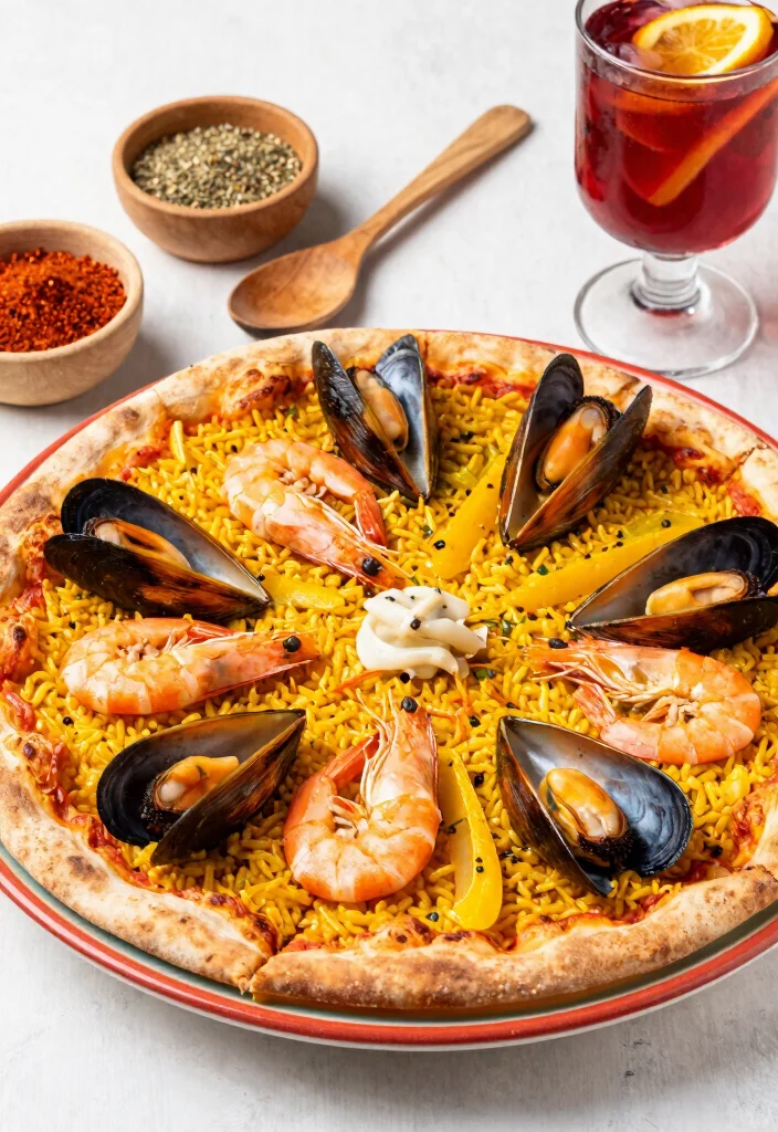 17 Seafood Pizza Recipes Loaded with Ocean Flavor - 10. Seafood Paella Pizza 1