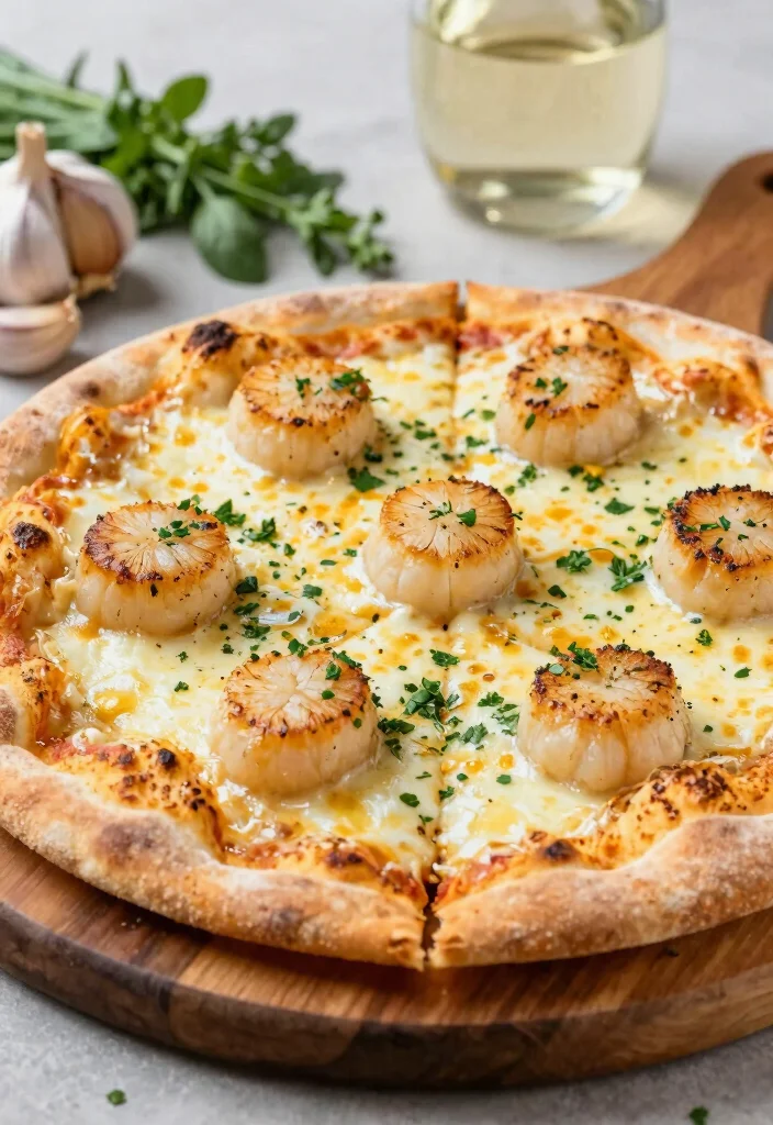 17 Seafood Pizza Recipes Loaded with Ocean Flavor - 13. Garlic Butter Scallop Pizza 1