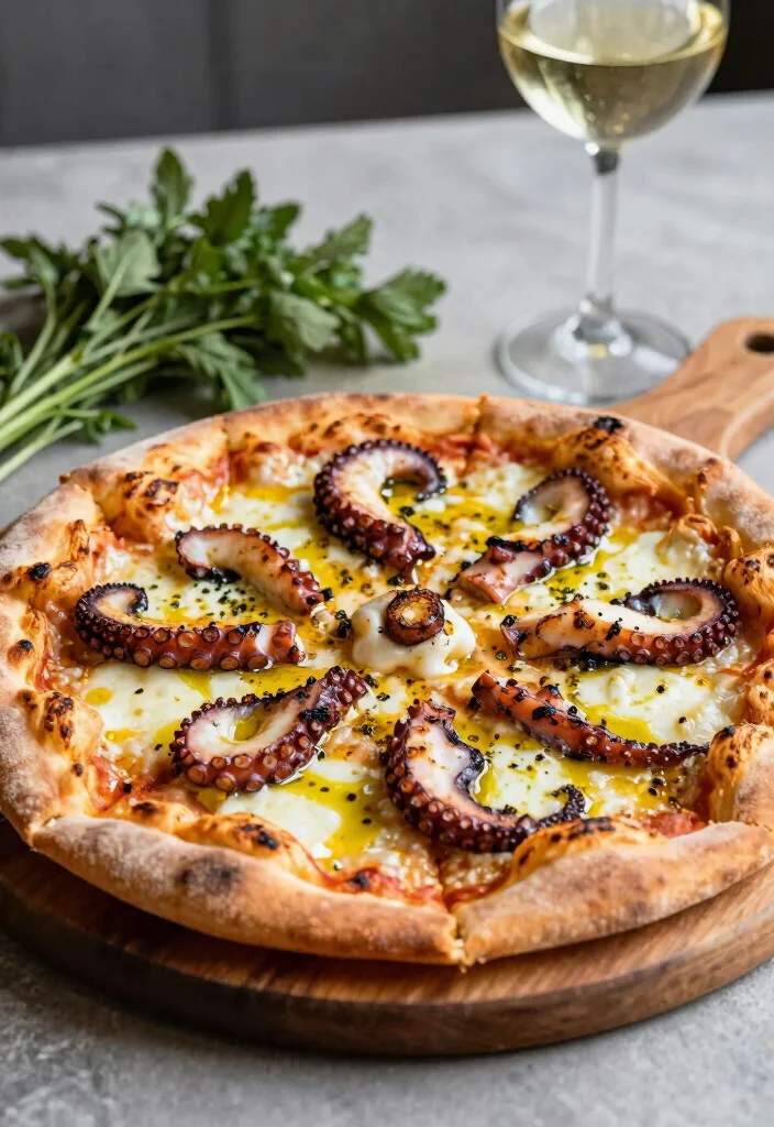 17 Seafood Pizza Recipes Loaded with Ocean Flavor - 15. Grilled Octopus Pizza 1