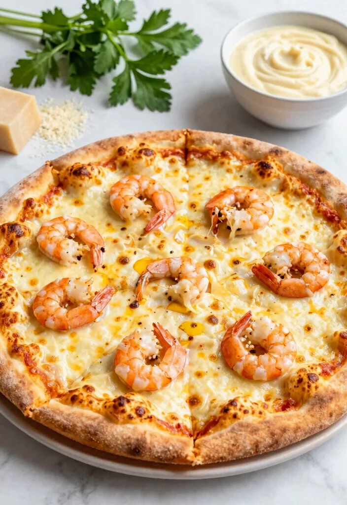 17 Seafood Pizza Recipes Loaded with Ocean Flavor - 6. Seafood Alfredo Pizza 1