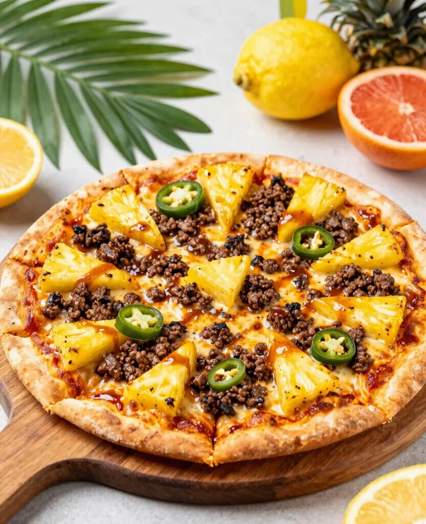 7 Best Hamburger Pizza Variations to Try - 4. Hawaiian Hamburger Pizza 1