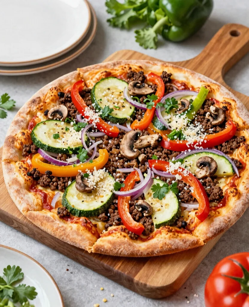 7 Best Hamburger Pizza Variations to Try - 6. Mediterranean Veggie Hamburger Pizza 1