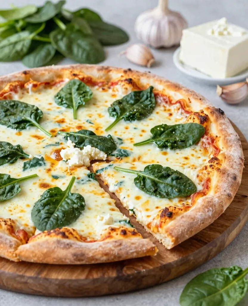 9 Delicious Pizza Recipes Using Ricotta Cheese - 2. Spinach and Ricotta White Pizza 1