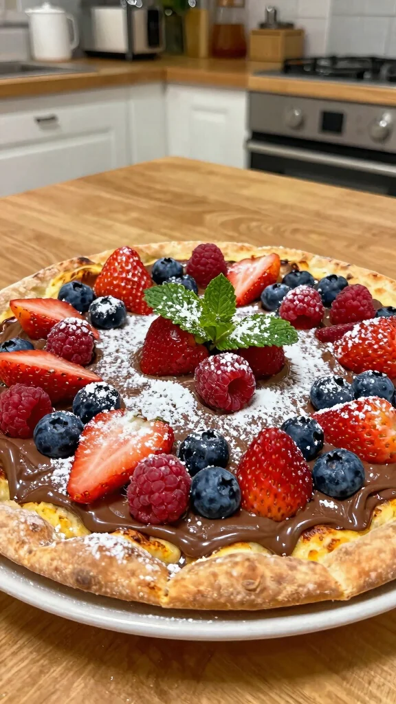 10 Pizza Stone Recipes That Turn Out Crispy and Delicious - 10. Dessert Pizza with Nutella and Berries 1