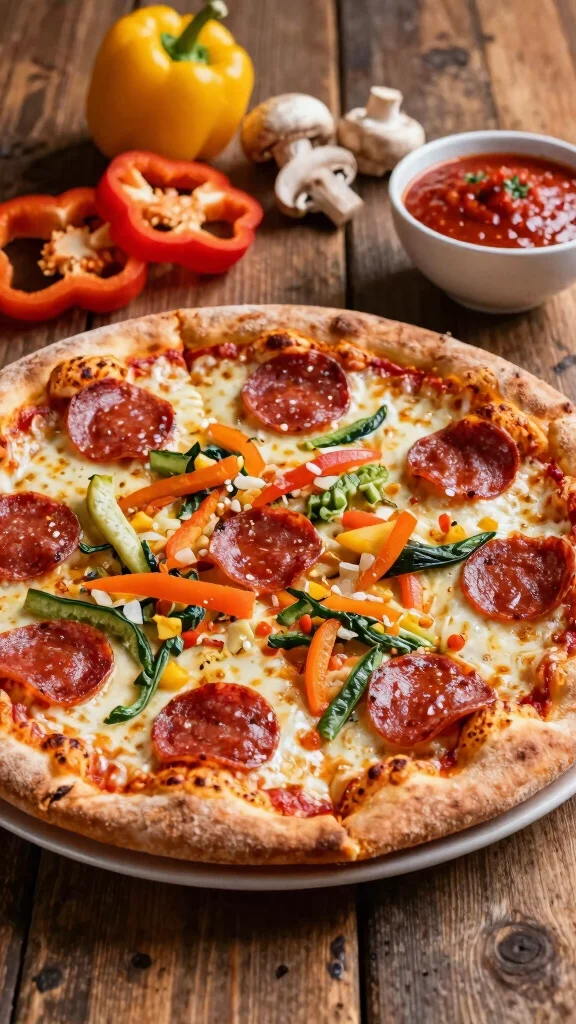 10 Pizza Stone Recipes That Turn Out Crispy and Delicious - 2. Pepperoni & Veggie Delight Pizza 1