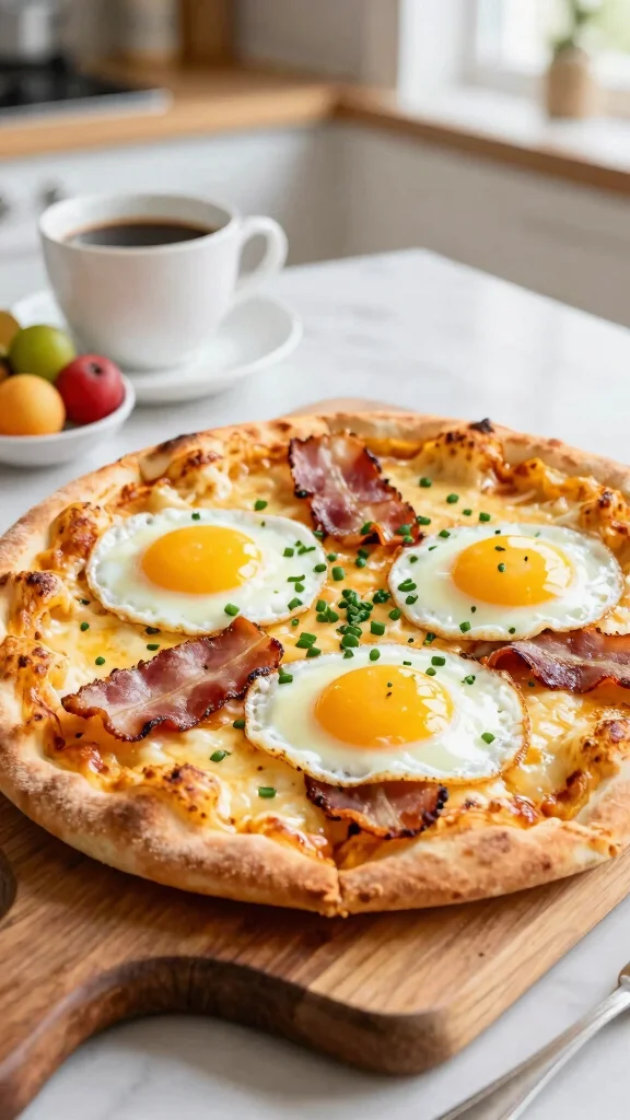 10 Pizza Stone Recipes That Turn Out Crispy and Delicious - 6. Breakfast Pizza with Eggs and Bacon 1