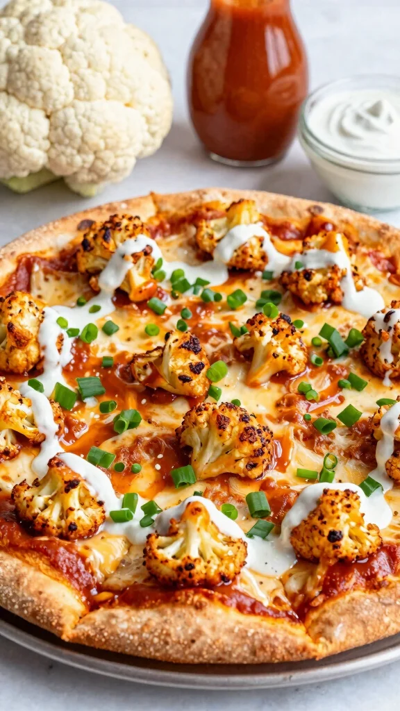 10 Pizza Stone Recipes That Turn Out Crispy and Delicious - 7. Spicy Buffalo Cauliflower Pizza 1