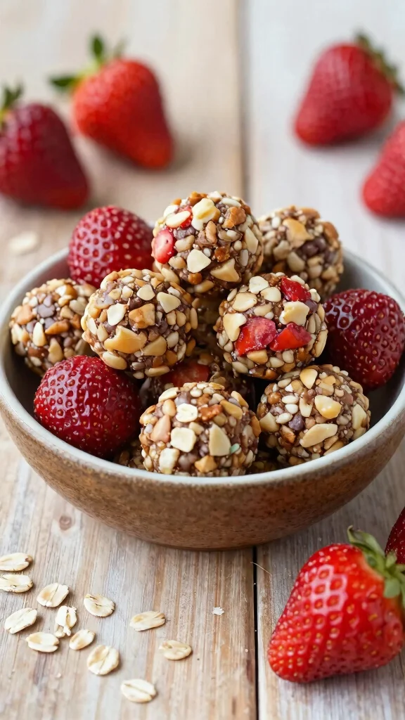 12 Strawberry Baking Recipes to Enjoy All Season Long - 8. Strawberry Nut Energy Bites 1