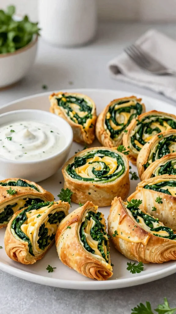 16 Pizza Crescent Roll Recipes for Quick, Cheesy Party Snacks - 2. Spinach and Cheese Crescent Pinwheels 1