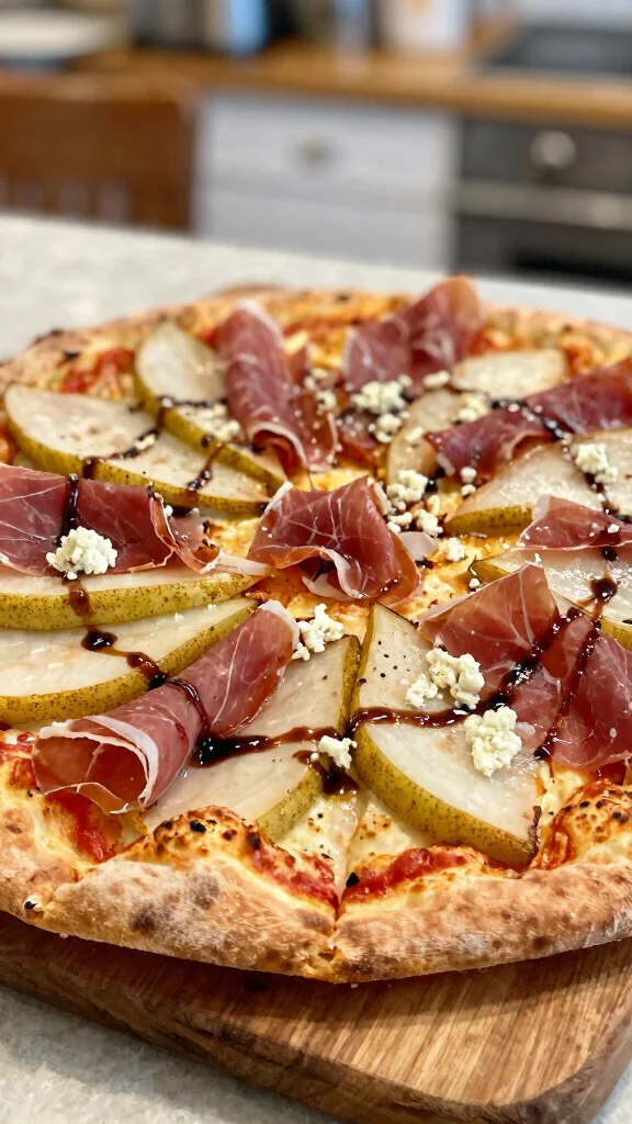 17 Prosciutto Pizza Recipes for a Crispy, Salty, Flavor-Packed Dinner - 11. Prosciutto, Pear, and Gorgonzola Pizza 1
