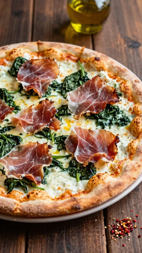 17 Prosciutto Pizza Recipes for a Crispy, Salty, Flavor-Packed Dinner - 4. Prosciutto and Spinach White Pizza 1