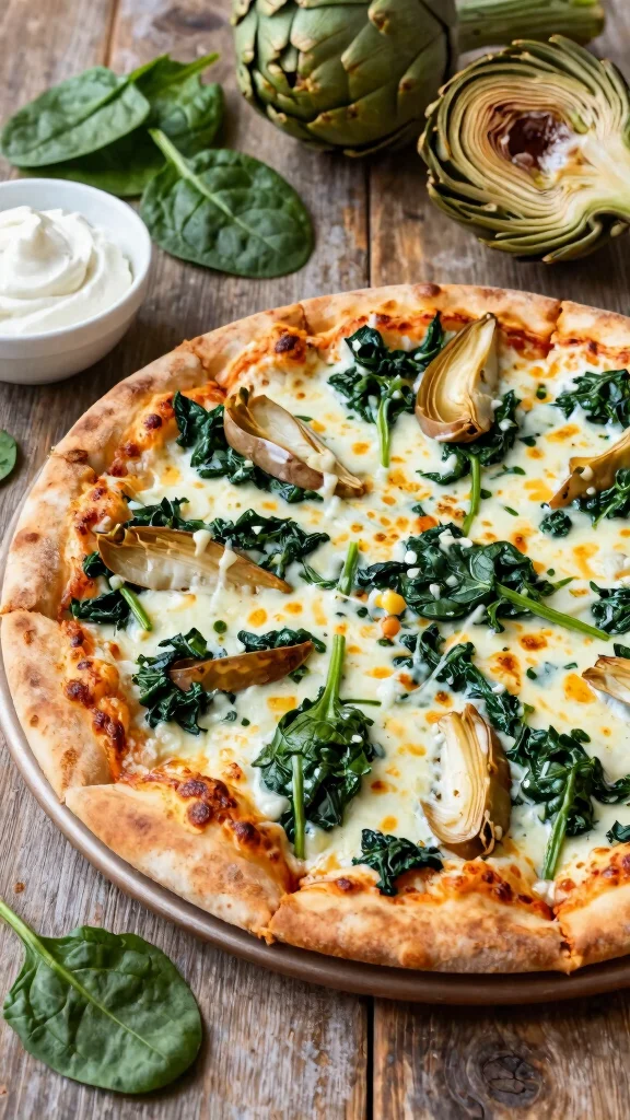 California Pizza Kitchen Recipes in the Home Kitchen: 13 Easy Ideas - 4. Spinach and Artichoke Pizza 1