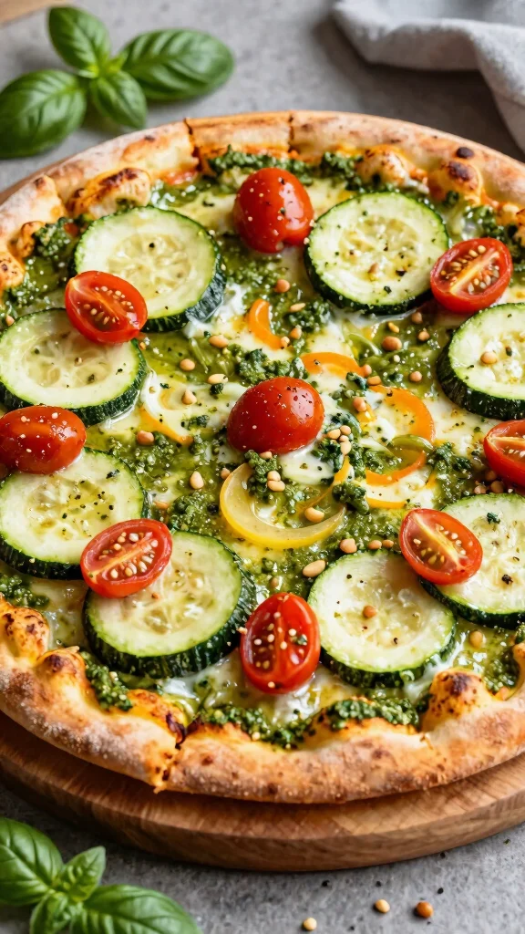 Canned Pizza Dough Recipe Ideas: 11 Easy Ways to Make Dinner Faster - 6. Pesto Veggie Pizza 1