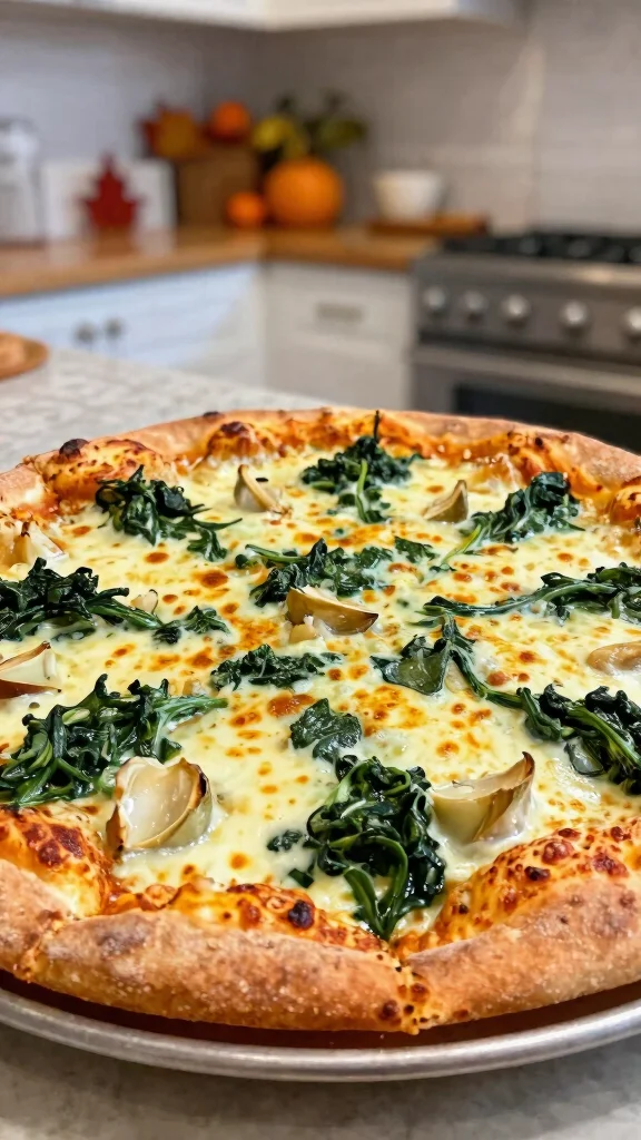 Fall Pizza Recipes, Big Cozy Flavor: 19 Ideas for Chilly Nights - 6. Spinach and Artichoke Pizza 1