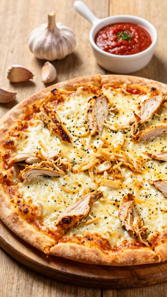 Low Calorie Pizza Recipes Done Right: 17 Ideas That Still Taste Amazing - 16. Garlic Chicken Pizza 1