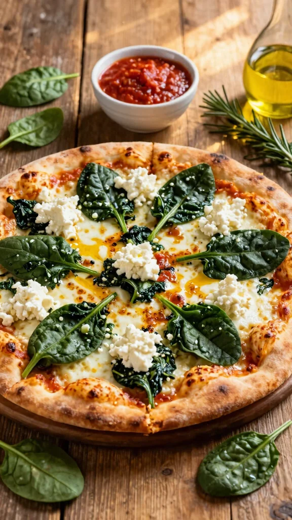 Low Calorie Pizza Recipes Done Right: 17 Ideas That Still Taste Amazing - 2. Spinach and Feta Flatbread 1