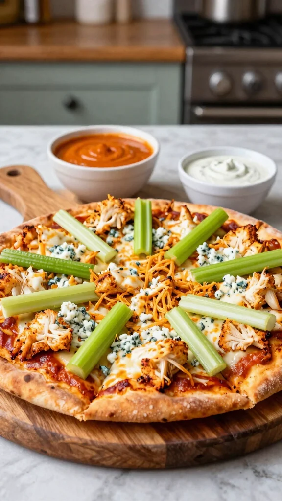 Low Calorie Pizza Recipes Done Right: 17 Ideas That Still Taste Amazing - 8. Buffalo Cauliflower Pizza 1